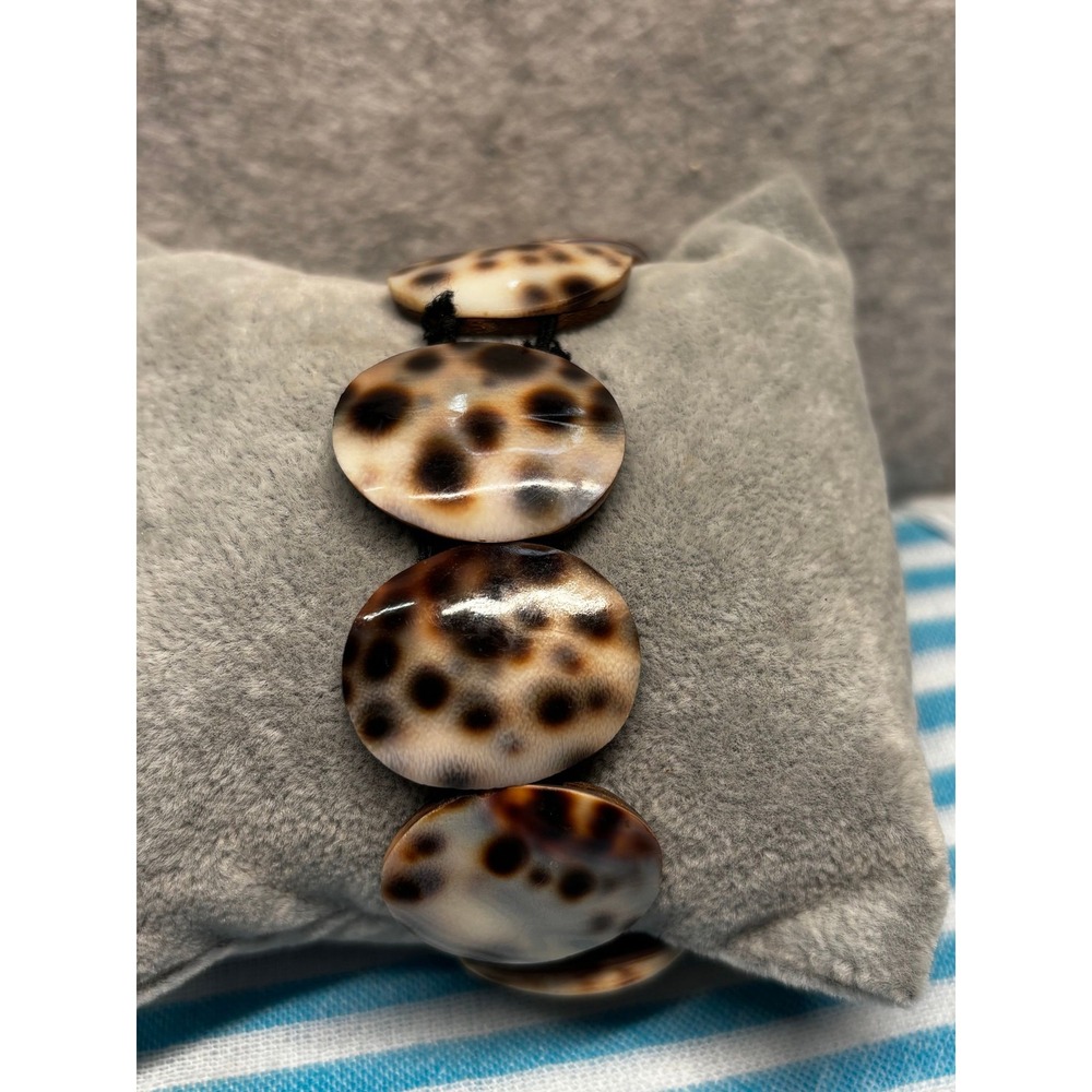 #29. Marbled Tiger Cowrie Shell Boho Stretch Bracelet